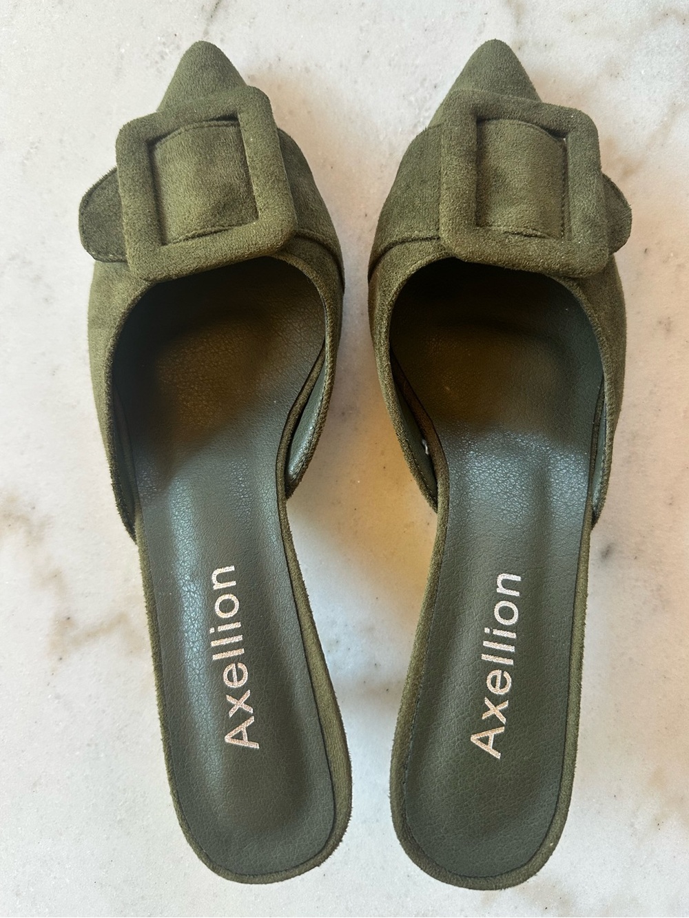 Olive Green suede Maysale Mules 5.5 cm
